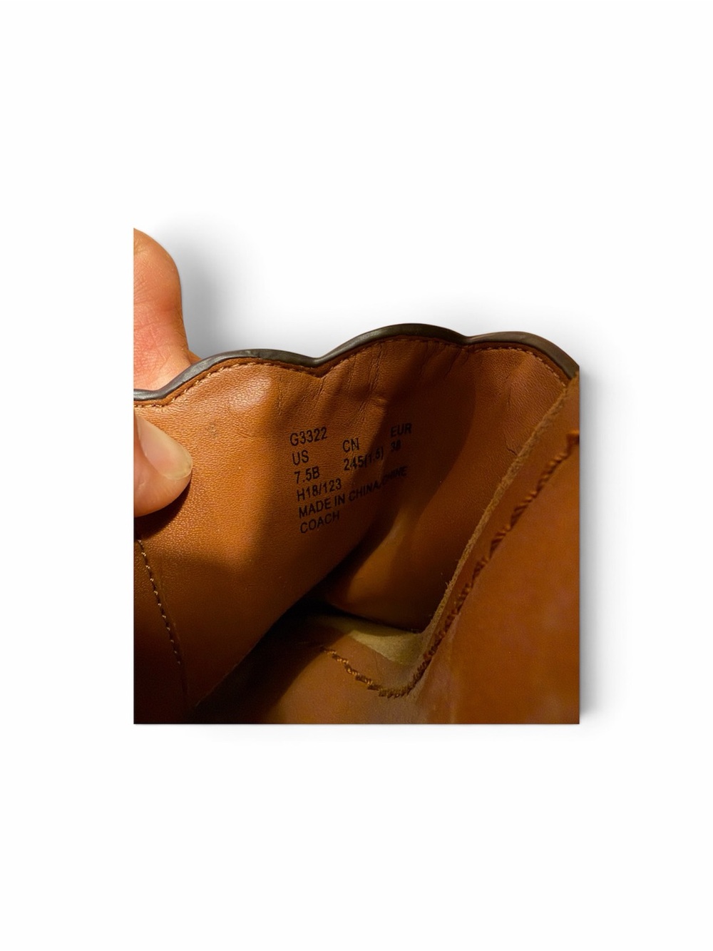 Coach Tan Suede Scalloped Block Heel Sandals - Picture 3 of 3